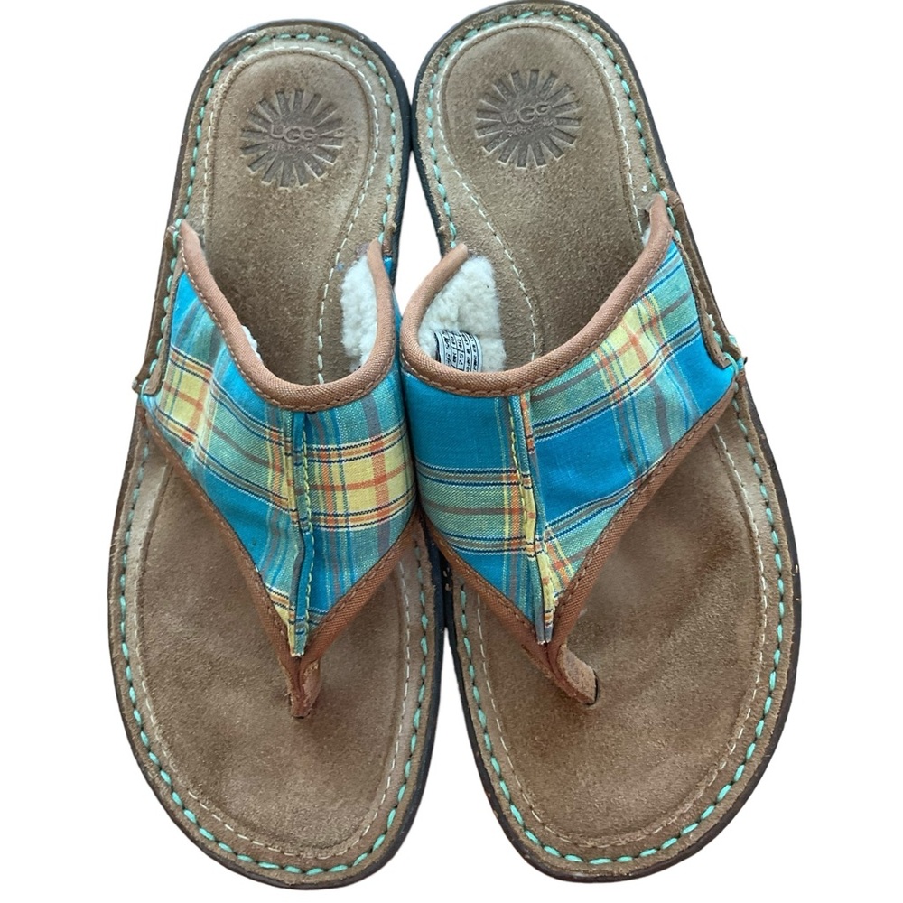 UGG plaid toe post sandals